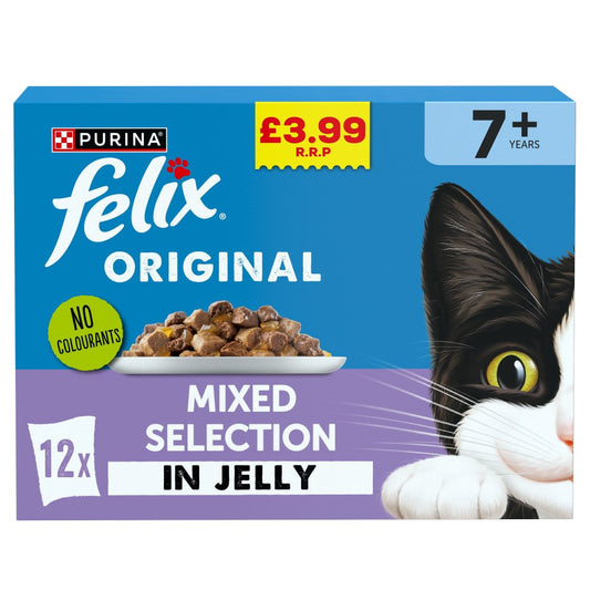 FELIX Original Senior 7+ Mixed Selection in Jelly Wet Cat Food 12x PMP (85g × 4 × 1)