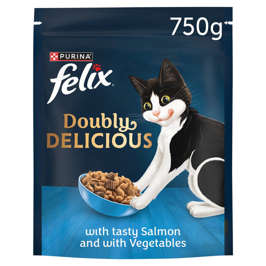 Felix Doubly Delicious Salmon & Vegetables Dry Cat Food (750g × 4 × 1)