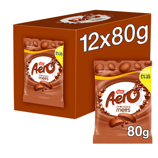 Aero Melts Milk Chocolate Sharing Bag  PMP £1.35 (80g × 12 × 1)