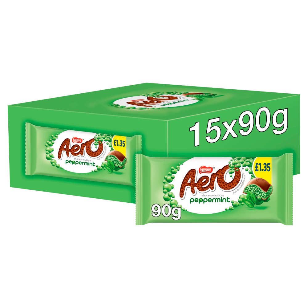 Aero Peppermint Chocolate Sharing Bar  PMP £1.35 (90g × 15 × 1)