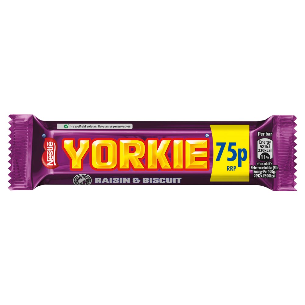 Yorkie Raisin & Biscuit Chocolate Bar  PMP 75p (44g × 24 × 1)