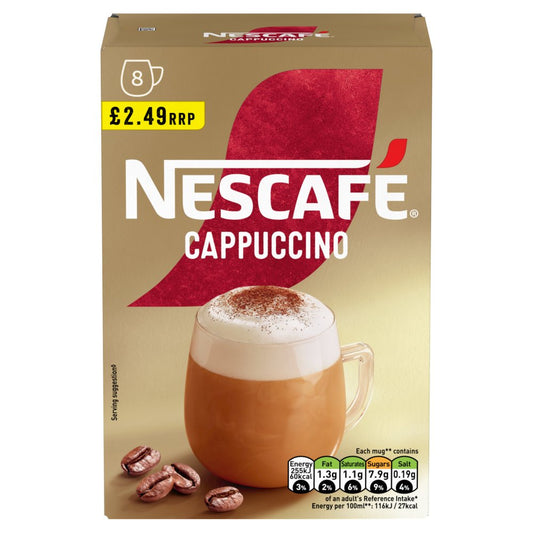 Nescafe Cappuccino Instant Coffee 8 x 15.5g Sachets £2.49 PMP (124g × 6 × 1)