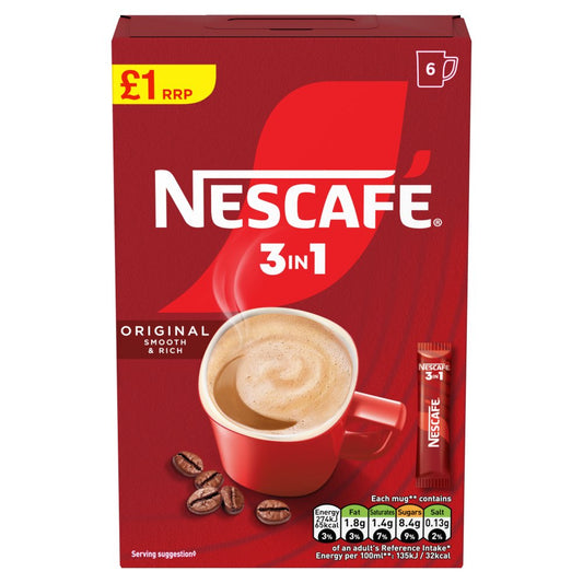 Nescafé 3 in 1 Original 6 x 16g (96g) (6s × 11 × 1)