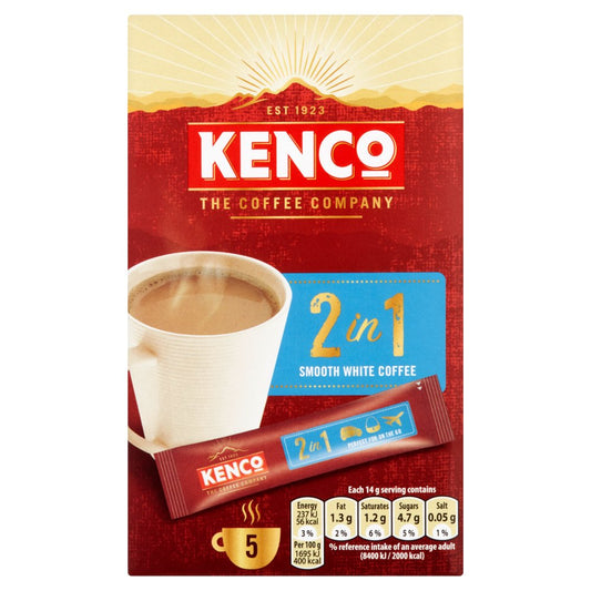 Kenco 2 in 1 Smooth White Instant Coffee Sachets x5 (5sch × 7 × 1)