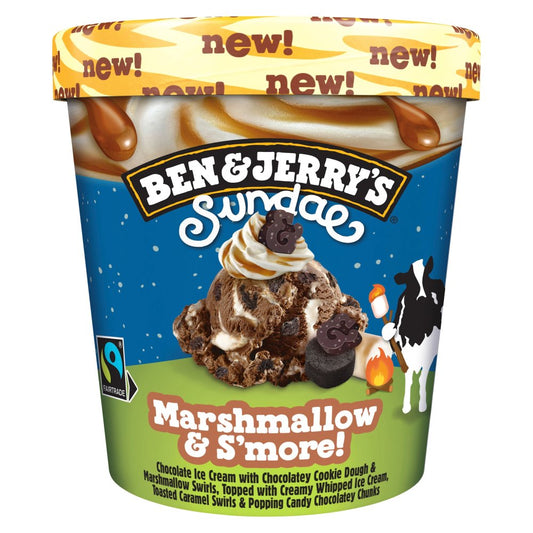 Ben & Jerry's Sundae Ice Cream Tub Marshmallow & S'more (427ml × 8)