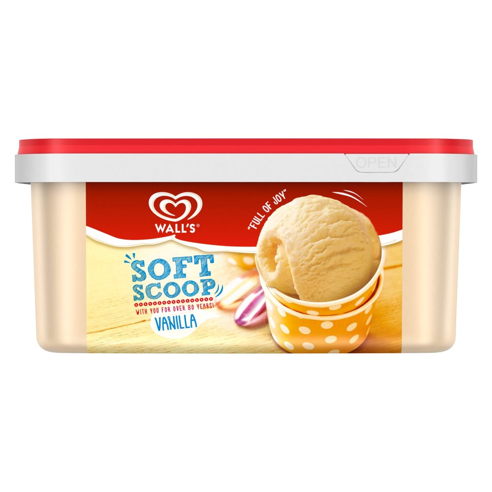 Heartbrand Wall's Soft Scoop Ice Cream Dessert Vanilla (1.8Ltr × 6)