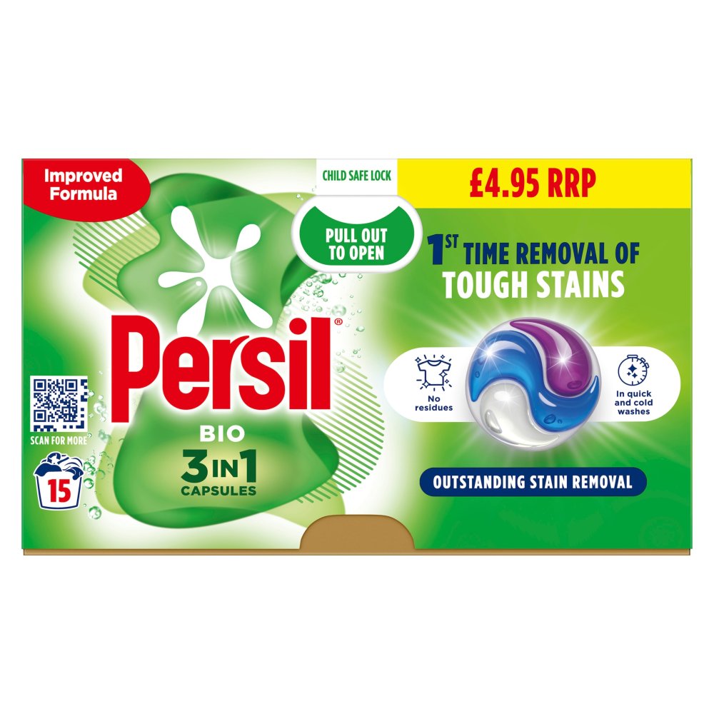 Persil 3 in 1 Washing Capsules Bio 15 Washes (15Wash × 4 × 1)